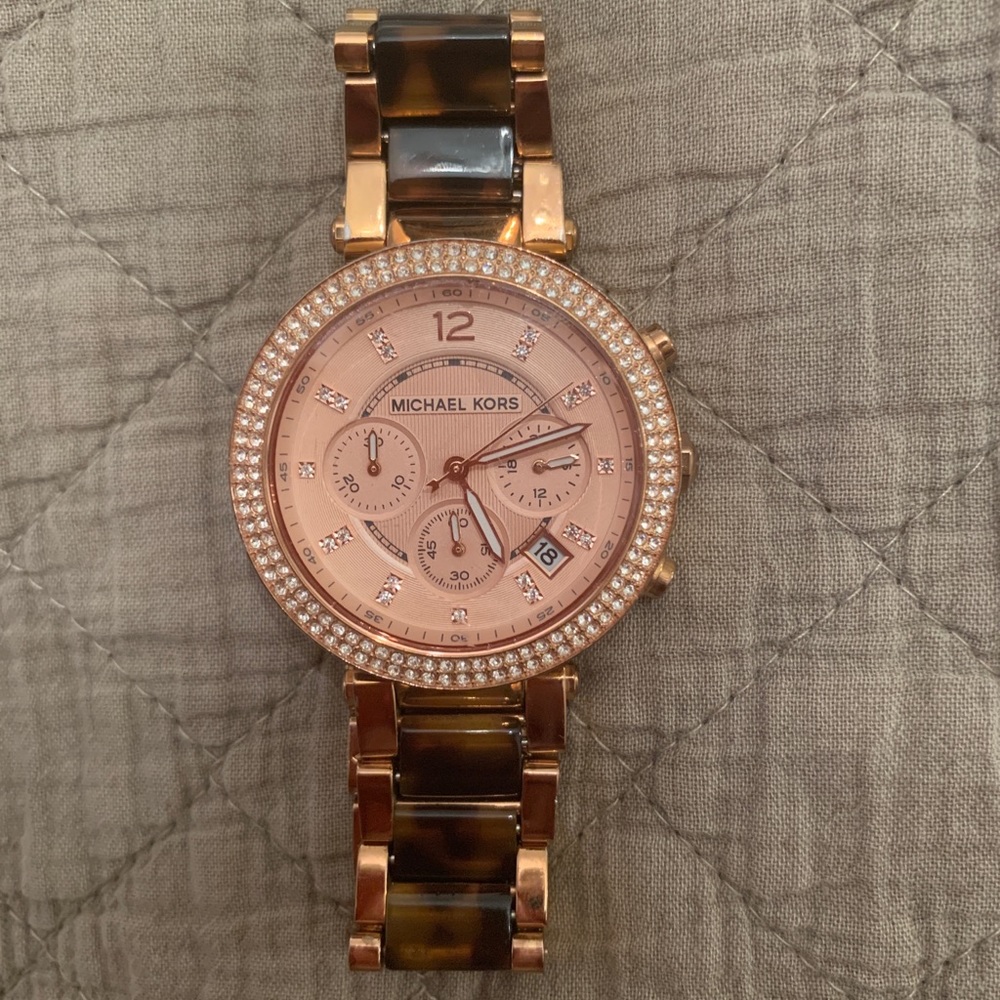 Michael Kors Parker Rose Gold & Tortoise Watch